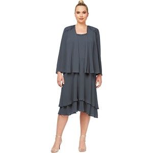 S.L. Fashions Women's Two-Piece Dress with Embellished Jacket Size 6 Petite